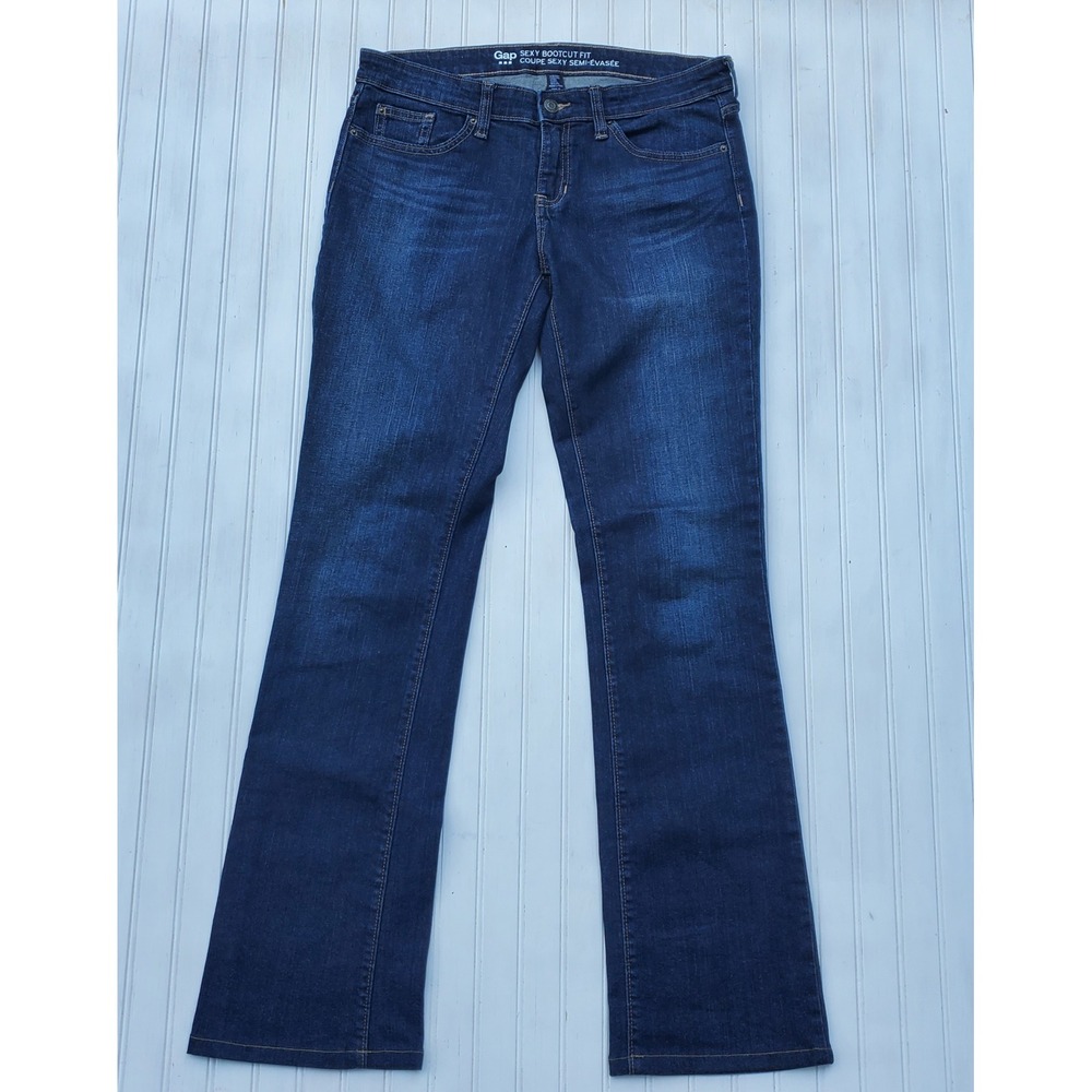 Gap Sexy Bootcut Fit Jeans Dark Wash Blue Denim Stretch 6/28 Long Tall